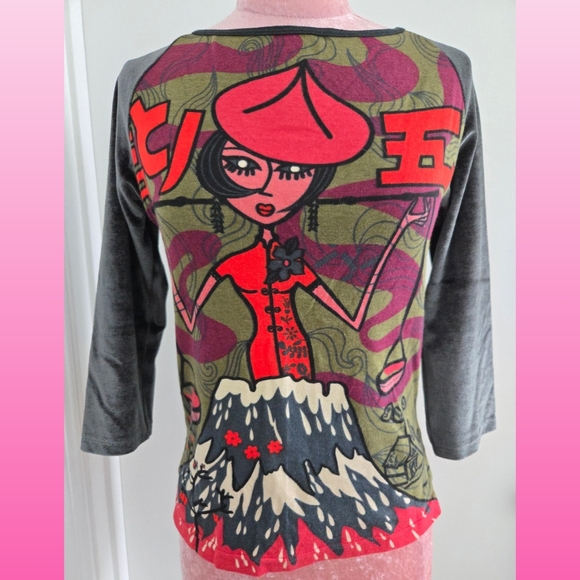 Custo Barcelona Tops - Rare Vintage Custo Barcelona Boho Silk Cotton Wool Sequin Volcano Top Size M